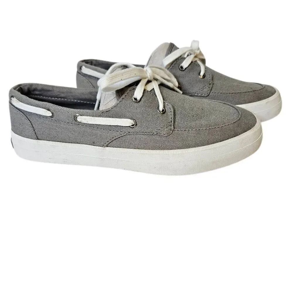 Sperry womens gray canvas top- siders. Size 9.